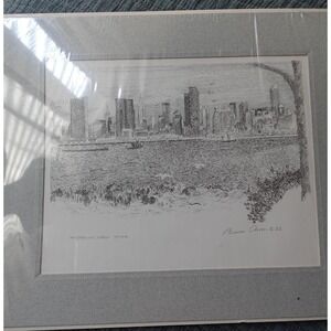 Bruce Arvon Midtown New York Skyline Sketch Framed Wall‎ Art Decor